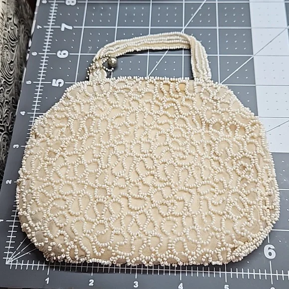 Vintage evening bag handmade from Bulgaria with mirror - Picture 5 of 12